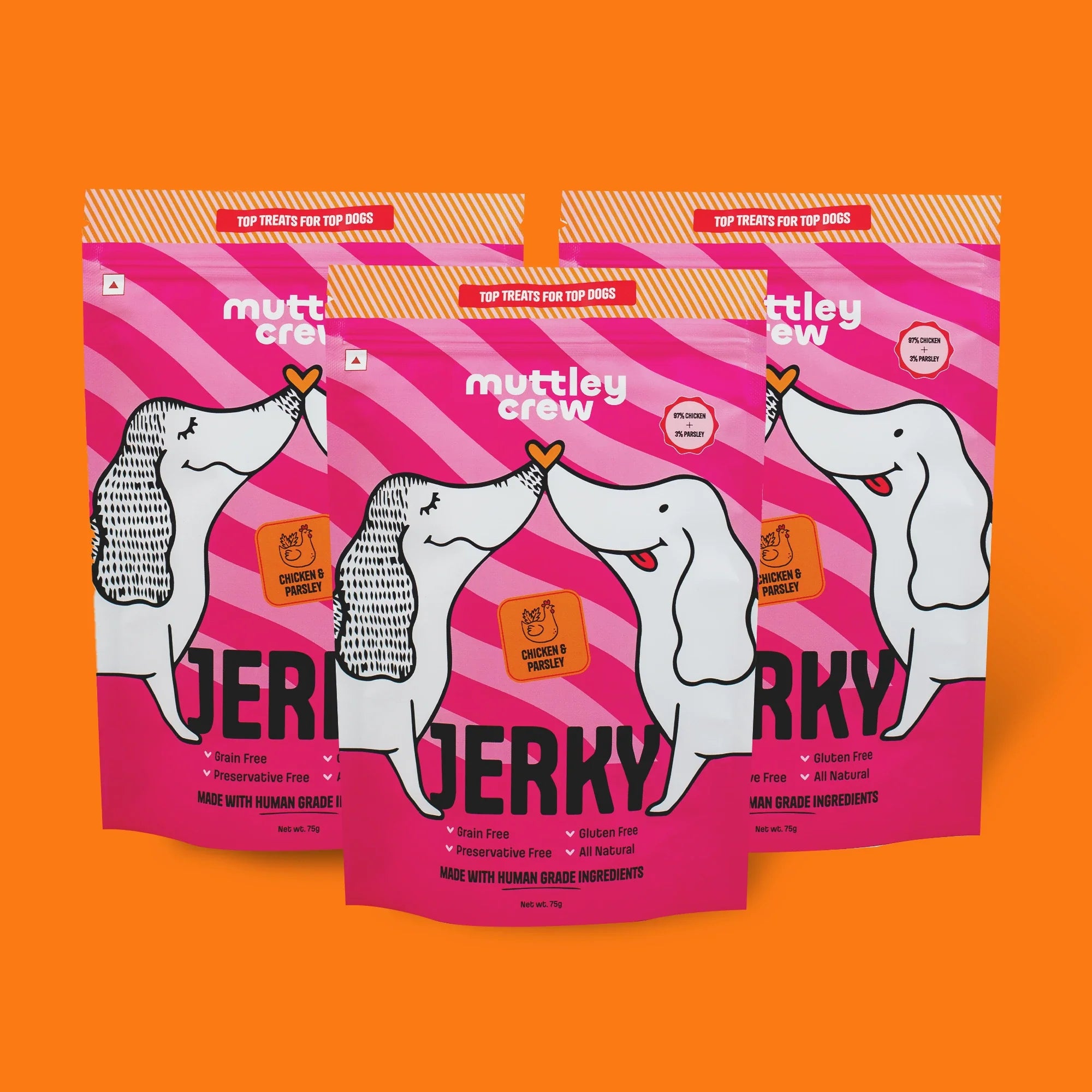 Chicken & Parsley Jerky - Muttley Crew Pet Treats Private Limited