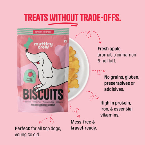 Apple & Cinnamon Biscuits - Muttley Crew Pet Treats Private Limited