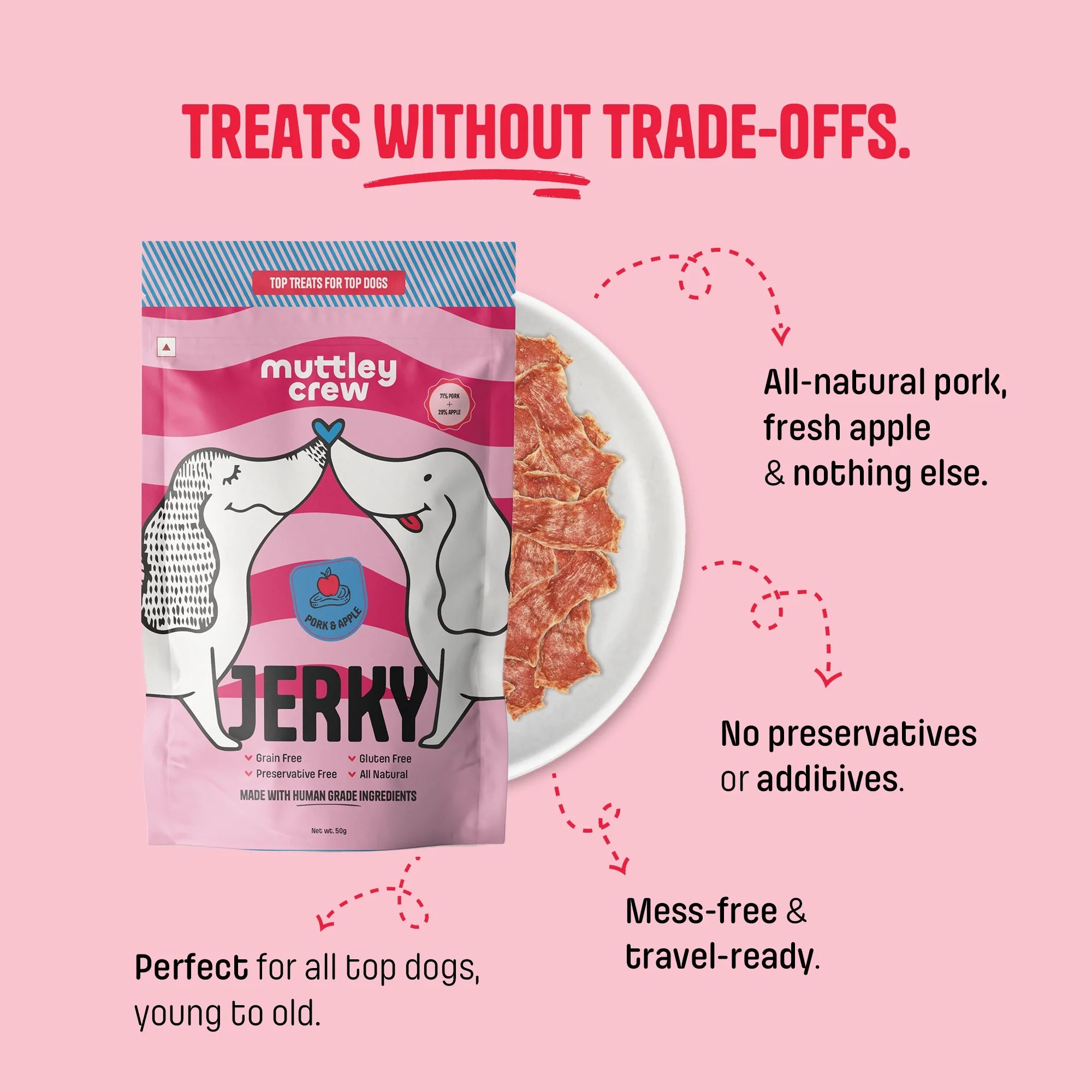 Pork & Apple Jerky - Muttley Crew Pet Treats Private Limited